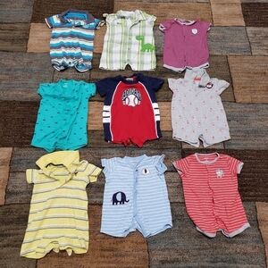 Baby boys size 3 months summer one peice outfit bundle of 9